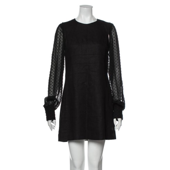 Veronica Beard Dresses & Skirts - Veronica Beard Swiss Dot Long Sleeve Zipper Dress Shift Mini Black Size Large